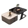 Mesa de centro minimalista moderna, mesa de centro extensible, uso doméstico de lujo ligero, mesa de centro de losa de roca, diseño simple, adecuada para apartamentos pequeños, mesa de centro combinada cuadrada