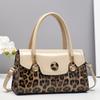 Bolsa de ombro feminina transfronteiriça europeia e americana 2025, moderna, com estampa de leopardo, para mãe de meia-idade, simples