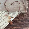 Collar Trenzado de Cuerda con Perlas de Piedra Natural para Mujer, Cadena para Clavícula de Piedra Ojo de Tigre Estilo Chino Nuevo Vintage, Accesorio Largo Colgante para el Cuello con Manchas