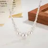 Colar Simples e Luxuoso de Pérola Fragmentada Prateada para Mulheres, Novo Modelo Popular de 2023, Corrente para Clavícula com Zircônia