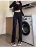 Jeans Skinny de Cintura Alta Preto Corte Reto para Mulheres Primavera e Outono 2025 Cropped Solto Emagrecimento Alto Comprimento Total