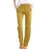 Amazon Wish Moda Femenina Europea y Americana Primavera y Otoño Color Sólido Algodón y Lino Sueltos Cordón Pantalones Casuales de Moda Pierna Ancha