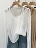 Bata Transparente Estilo Perezoso Color Avena con Protección Solar Conjunto de Dos Piezas para Mujer Primavera Temprana 2026 Camiseta sin Mangas Versátil Anti-Exposición