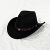 Sombrero Cowboy Occidental de Lana para Hombre y Mujer Europeo y Americano Hebilla de Cuero con Ala Grande Enrollada Sombrero de Copa Sombrero de Fieltro Sombrero de Jazz