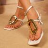 Sandalias de Tacón Alto Stiletto de Talla Grande Transfronterizas para Mujer Verano 2025 Sandalias Deslizables para Mujer con Hebilla Cuadrada Metálica Calzado para Exteriores Sandalias de Punta Cuadrada Abiertas