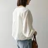 Camisa fina de estilo japonés para el verano 2026, de manga larga, cuello redondo, para superponer, ultrafemenina, corte holgado, en stock