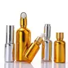 Botella de Aceite Esencial Dorada Electrochapada, Botella Vacía de Vidrio, Botella con Gotero, Botella Muestreadora de Esencia, Botella de Vidrio, Botella Dispensadora Cosmética
