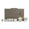 Moda Nacional China Dehua Mate Jade Gordo Porcelana Blanca Traje Hogar de Gama Alta Tapa Tazón Caja de Regalo Traje Taza de Degustación Imprimible