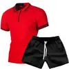 Nuevo traje Polo casual ajustado de color a rayas simple para hombre
