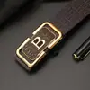 Cinturón para hombre sin dientes para llevar por dentro con letras hebilla automática PU patrón cocodrilo cinturón casual para combinar con todo outlet de fábrica