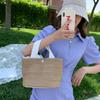 Bolsa de Vacaciones Mengchen en la Costa Verano Nueva Moda Estilo Pastoral Tejida para Mujer Bolsa de Playa Casual para Niña Cesta de Comida Portátil