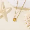 Collar de Acero Inoxidable de Cuatro Hojas Transfronterizo para Mujer, Cadena para Clavícula con Colgante de Trébol de la Suerte de Nácar por Ambos Lados, Joyería de Lujo de Nicho