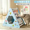 Tablero rascador para gatos de fieltro triangular, duradero y que no suelta pelusa, nido para gatos de fieltro integrado, tablero rascador y nido para gatos