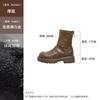 Botas Chunky com Salto Grosso Plissado e Solado Grosso para Mulheres, Novo Estilo Outono, Botas Slim Elásticas com Zíper Traseiro, Versáteis e Emagrecedoras, Botas Curtas com Salto Bloco