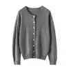 Cardigan de Cashmere Feminino Gola Redonda Manga Longa 2024 Outono Inverno Novo Peça Versátil Macia Amiga da Pele Jaqueta Solta