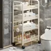 Estante de almacenamiento para baño con ruedas, organizador de capas móvil para baño, balcón, detergente para ropa y artículos de tocador