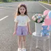 Estampado de Lazo Lindo Color Sólido Holgado y Cómodo Traje de Cuello Redondo Camiseta de Verano Ropa para Niñas Tops para Bebé Niña