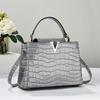 Bolso de Mujer Transfronterizo 2025 Nuevo Bolso de Moda Bolso de Mano de Cuero Brillante Gran Capacidad Patrón Cocodrilo Hombro Bandolera