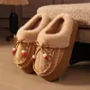 Pantuflas de Algodón para Mujer Suela Gruesa Cálidas para Otoño e Invierno Con Terciopelo Espesado Antideslizantes Para Casa Interior Exterior