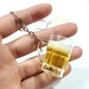 Simulación vaso de cerveza llavero de vidrio vaso de cerveza de barril llavero para coche vaso de bebida colgante para bolso colgante regalo