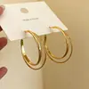 Moda Europea y Americana Diseño Exagerado Geométricos Doble Capa Pendientes Grandes para Mujer Simples para el Viaje Diario Versátiles Pendientes de Alto Nivel Accesorios
