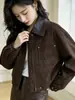 Nueva Chaqueta de Cuero Casual Versátil Estilo Coreano con Solapa y Cremallera para Mujeres Menudas, Prenda Exterior de Moda, Otoño 2026