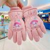 Guantes de esquí para niños Sanrio Kulomi de invierno para bebés, bonitos, cálidos, forrados con vellón, gruesos, impermeables para la nieve para niñas.