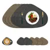 Jogo americano de couro com padrão de gotas d'água, Jogo americano estilo ocidental, Tapete de mesa isolante térmico com padrão de tecido estilo japonês, formato irregular, estilo de luxo leve