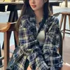 Camisa de cuadros para mujer otoño power wear diseño estilo perezoso camisa holgada top de manga larga cárdigan abrigo