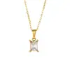 Joyería de Acero Inoxidable Popular Europea y Americana Nuevo Estilo Geométrico de Moda Colgante Chapado en Oro de 18K Gota de Agua Redondo Diamante Blanco Collar para Mujer
