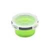 Conjunto de 4 Peças de Lancheira de Silicone Redonda Doméstica Retrátil Micro-ondas Geladeira Porta-legumes Dobrável Lancheira Estudantil
