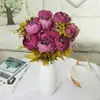 Peonía de 13 Cabezas Flor de Simulación Envuelta en Núcleo Europeo Flor de Peonía Hogar Boda Versión Mejorada Transfronteriza Rosa Occidental Flor Artificial