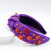 Diadema de Tela Nueva Europea y Americana para Halloween con Pedrería Combinada con Accesorios de Acrílico de Calabaza Nudo Moda Accesorio para el Cabello de Ala Ancha