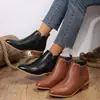 2025 Nuevas Botas de Mujer para Primavera y Otoño Talla Grande Exportación Transfronteriza Cremallera Lateral Botas de Moda Botines Tacón Grueso Talla 43 Botines Casuales
