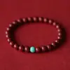 Pulseira de Areia Vermelha Dourada Púrpura de Cinábrio de Alto Teor de Xiangxi Pulseira Simples de Cera de Abelha Turquesa Presente de Ano de Vida para Namorada