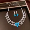 Conjunto vintage de brincos e colar de borla torcida cravejados de diamantes, corrente de clavícula de luxo leve de alta qualidade, estilo palaciano para mulheres