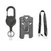 Lanyard de Mosquetón Negro Resistente en Stock Versión Vertical Set Portatarjetas Mecha Carrete para Insignia Cuerda Anti-Pérdida para Camping