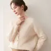 Nuevo cárdigan de cachemir cepillado para otoño e invierno, estilo elegante para mujer, abotonado, cálido, moderno, versátil, abrigo de cachemir