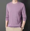 Camiseta masculina de primavera 2023, nova, para jovens, waffle, cor sólida, manga longa, gola redonda, casual, base, peça única, entrega