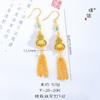 Loja de ouro com brincos de pulseira de borla de cabaça de esmalte de ouro e lótus, novas joias de estilo nacional retrô chinês