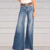 Jeans Anchos de Cintura Baja Estilo Retro Americano Europeos y Americanos para Mujer Exportación de Primavera Jeans de Cintura Alta Hechos a Medida Pantalones Sueltos de Largo Hasta el Suelo