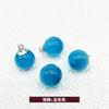 10mm Base de Metal Olho de Gato Contas Redondas Costuradas à Mão Fivela Suéter Cheongsam Camisa Botão Decorativo Pingente
