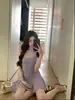 Vestido de Punto Morado para Mujer, Nuevo Estilo de Verano, Elegante y Favorecedor, Sensación de Alta Gama, Vestido Corto Camisola Ceñidor de Cintura Petite