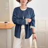 Camisa jeans japonesa vintage feminina primavera 2025 casual fresca solta gola redonda casaco feminino atacado
