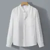 Estilo Old Money Camisa Casual Solta Masculina Tencel Linho Top Gola Padre Camisa Masculina Manga Longa Novo Estilo Linho
