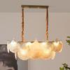 Lámpara de araña de lujo ligero para sala de estar francesa, vidrio de concha con hoja de ginkgo italiana, luz principal para pasillo, restaurante, dormitorio, luz de techo creativa