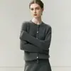 Cardigã de Lã Cashmere 100% Puro com Tranças, Gola Redonda, Manga Longa, Versátil, Aconchegante, Casaco de Tricô