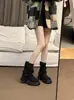 Botines de Suela Gruesa para Aumentar la Altura para Mujeres Pequeñas 2026 Otoño/Invierno Nuevo Estilo Botas de Caña Media Fruncidas Botas de Moda