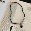 Doce Arco-Íris~Corrente de Clavícula de Cerâmica em Formato de Coração para Mulheres Verão Dopamina Colar de Camada Dupla Acessórios Versáteis Diários