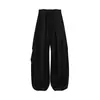 25047 Retro Americano Unisex Moderno Diseño Desestructurado con Pliegues Pantalón Casual para Hombre con Caída Ligeramente Curva